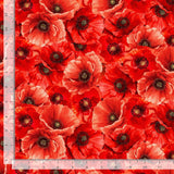 Poppy Passion Packed Poppies Fabric by Timeless Treasures, Red Flowers, Quilting Fabric