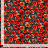 Poppy Passion Poppies on Script Fabric by Timeless Treasures, Red Flowers on Black