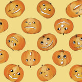 Pumpkin Patch Tossed Jacks Yellow Fabric by Riley Blake Designs, Halloween Fabric