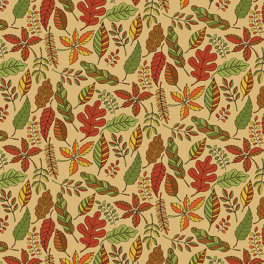Pumpkin and Spice Leaves and Spice Honey Fabric by Benartex, Autumn, Fall Fabric