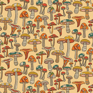 Pumpkin and Spice Mini Mushroom Honey Fabric by Benartex, Autumn, Fall Fabric