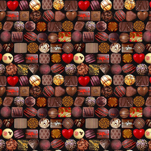 Rendezvous Chocolate Delight Fabric by Timeless Treasures, Candies, Valentine's Day