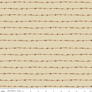 Ride the Range Fence Cream Fabric by Riley Blake Designs, Barbed Wire Fence