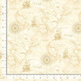Beacon of Light, Sea Map Fabric by Timeless Treasures, Natural, Travel, Quilting Fabric