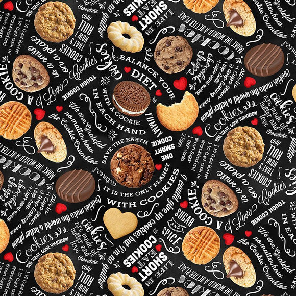 Smart Cookie Fabric by Timeless Treasures, Peanut Butter, Chocolate Chip, Sugar Cookies