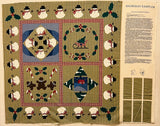 Wamsutta "Snowman Sampler" Fabric Panel, Christmas Wall Hanging Panel 35" x 44"