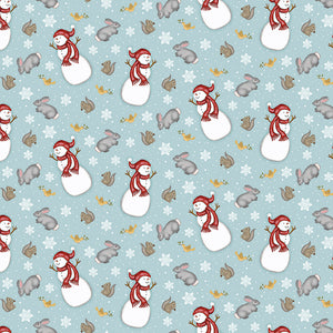 Snowman's Dream Tossed Snowkids Fabric by Studio E