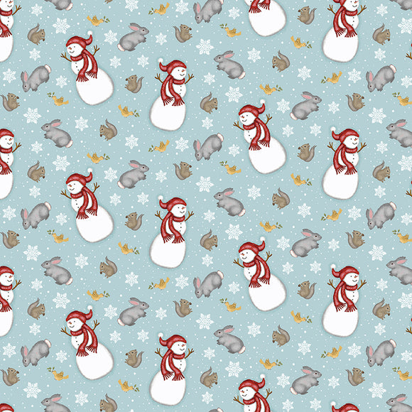 Snowman's Dream Tossed Snowkids Fabric by Studio E