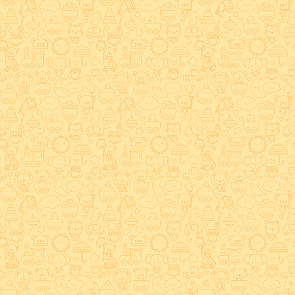 Bundle of Joy Tone-on-Tone Yellow Fabric by Riley Blake Designs, Baby Themed