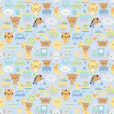 17" x 44" Special Delivery Main Blue Fabric by Riley Blake Designs, Baby Themed