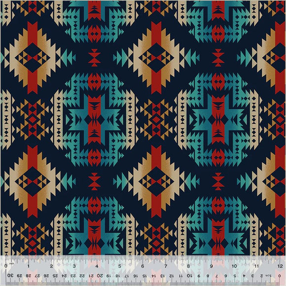 Spirit Trail Cotton Fabric by Windham, Canyon Indigo, Southwestern, Aztec