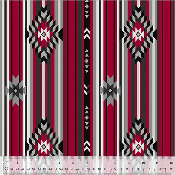 Spirit Trail Cotton Fabric by Windham, Eclipse, Red and Black, Southwestern, Aztec