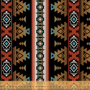 7" x 44" Spirit Trail Cotton Fabric by Windham, Heirloom Black Bronze, Southwestern