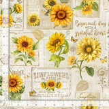 Sunflower Farm Fabric by Timeless Treasures, Sunflower Collage