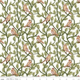 Tangled Garden Birds Cream Fabric by Riley Blake Designs, Quilting Fabric