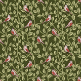 Tangled Garden Birds Hunter Green Fabric by Riley Blake Designs, Quilting Fabric
