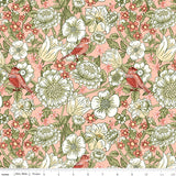 Tangled Garden Main Blush Fabric by Riley Blake Designs, Flowers, Leaves, Birds