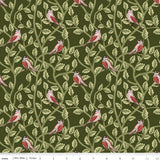 Tangled Garden Birds Hunter Green Fabric by Riley Blake Designs, Quilting Fabric