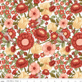 Tangled Garden Main Cream Fabric by Riley Blake Designs, Flowers, Leaves, Birds