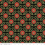 Tangled Garden Medallions Black Fabric by Riley Blake Designs, Quilting Fabric