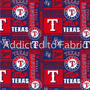 6" x 44" Texas Rangers Fabric, MLB Cotton Fabric, 1972 Block