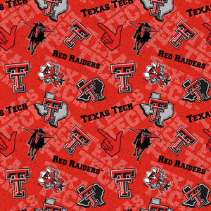 11" x 44" Texas Tech University Fabric, Licensed NCAA Fabric, Red Raiders