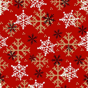5" x 44" Timber Gnomies, Red Snowflakes Fabric by Henry Glass, Gnome
