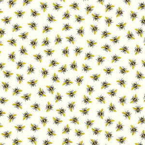 18" x 22" Queen Bee Fabric by Timeless Treasures, Tiny Gold Honeybees, Cotton
