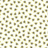 18" x 22" Queen Bee Fabric by Timeless Treasures, Tiny Gold Honeybees, Cotton