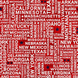 18" x 44" United State Names, USA Red Fabric by Studio E, USA Words