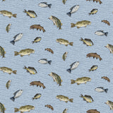 Wake at the Lake Fish Toss Sky Fabric by Riley Blake Designs, Fishing Fabric, Sky Blue