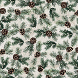 Welcome Winter Pine Needles & Pine Cones Fabric by Timeless Treasures, Quilting Fabric