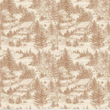 Whispering Pines Cabins Brown Fabric by Riley Blake Designs, Quilting Fabric
