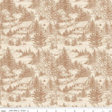Whispering Pines Cabins Brown Fabric by Riley Blake Designs, Quilting Fabric