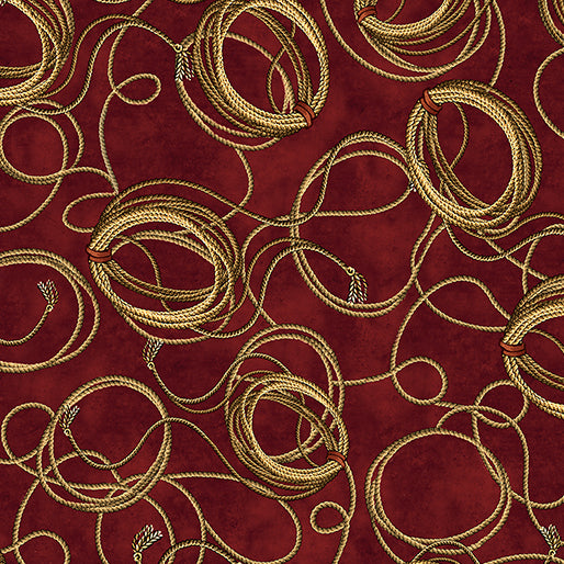 Yellowstone Lasso Brick Red, Fabric by Benartex, Western Fabric