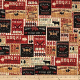 8" x 44" Spice BBQ Signs, Fabric by Robert Kaufman, Barbeque Fabric, Cookout, EOB