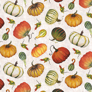 Fall Delight, Mini Tossed Pumpkins Cotton Fabric by Blank Quilting, Autumn, Fall Fabric