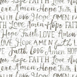 7" x 44" Hope, Faith, Love, Amen, Words, Fabric by Timeless Treasures, EOB