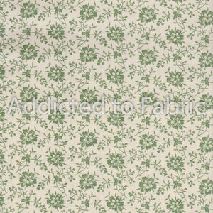 Hope Chest Green Floral Fabric, Small Flowers, Vintage Look by Fabric Traditions