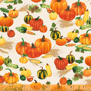 Pumpkin Patch Thanksgiving Fabric by the Yard or Half Yard, Windham Fabrics