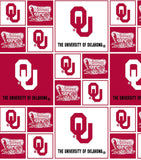 University of Oklahoma Fabric by the Yard, You Pick Size, OU, Sooners Fabric