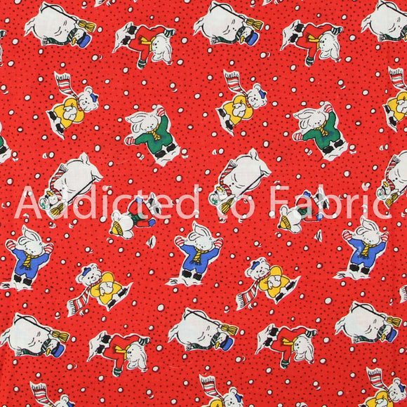 Christmas Fabric by the Yard, by the Half Yard, Snowmen, Bunnies and Bears