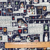 10" x 44" Vintage Let it Snow, Snow Ice Cream Fabric by Dianna Marcum Fabric by Marcus Brothers 1990s Primitive Country Snowman Recipe