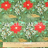 Season's Greetings Fabric by the Yard, by the Half Yard, Fabri-Quilt, Poinsettias