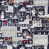 10" x 44" Vintage Let it Snow, Snow Ice Cream Fabric by Dianna Marcum Fabric by Marcus Brothers 1990s Primitive Country Snowman Recipe