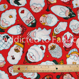 9" x 44" All Over Santa Faces by Daisy Kingdom, Christmas Fabric