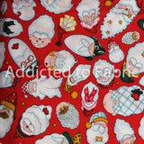 9" x 44" All Over Santa Faces by Daisy Kingdom, Christmas Fabric