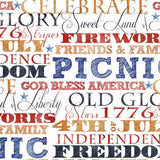 10" x 44" White American Spirit Words, American Spirit, Fabric by 3 Wishes, Patriotic Fabric