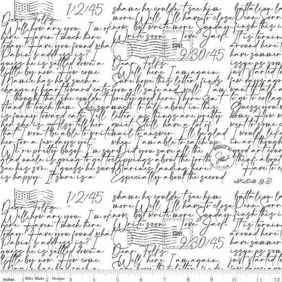 Art Journal Dear Folks White Fabric by Riley Blake, Script, Writing, Words