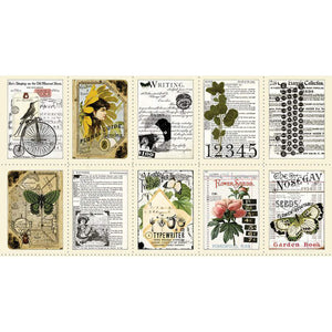 Art Journal Flower Press Patch Panel 24" x  43.5" Fabric by Riley Blake
